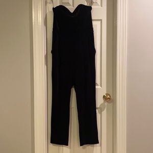 Express size 12 velvet strapless long romper/jumpsuit.